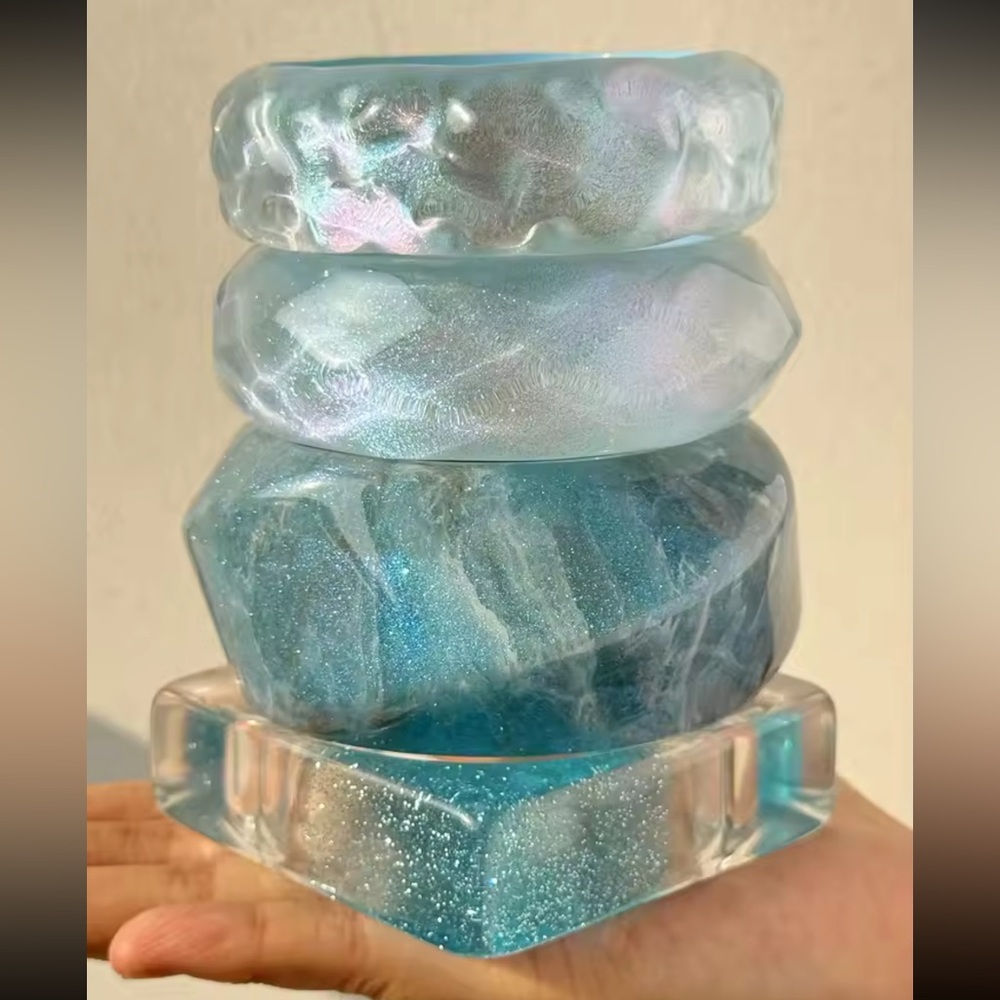 Shimmering Blue Resin Bangle Bracelet New Never Worn